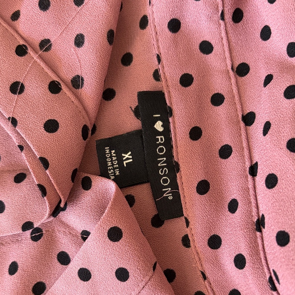 Polka Dot Button-Front Blouse - Pink - Picture 2 of 10